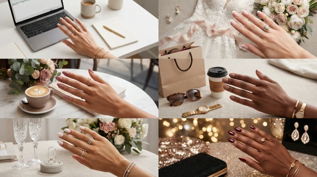 Elegant manicure styles for work, dates, weddings, everyday wear, and holiday parties.